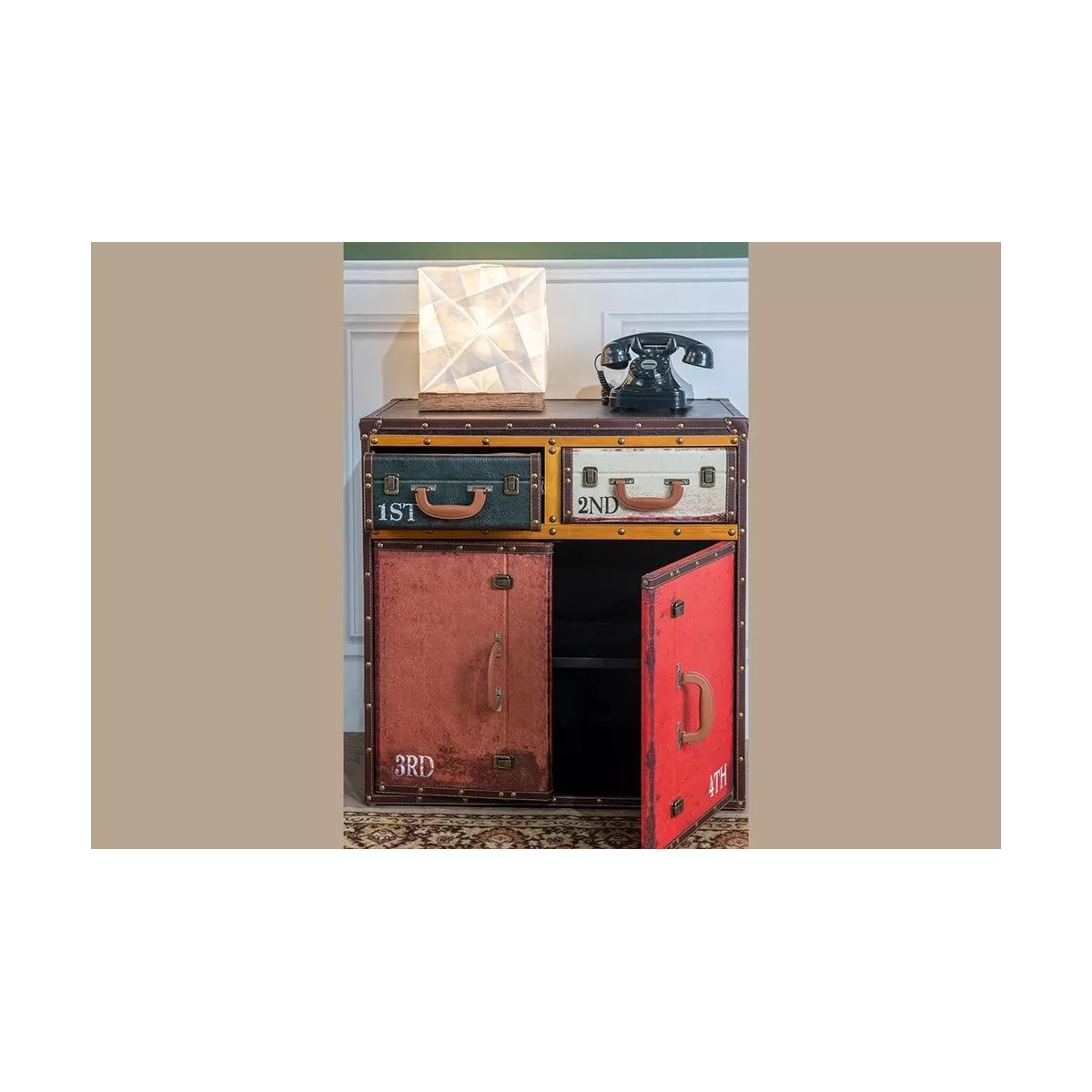 Meuble Valise 2 Portes 2 Tiroirs