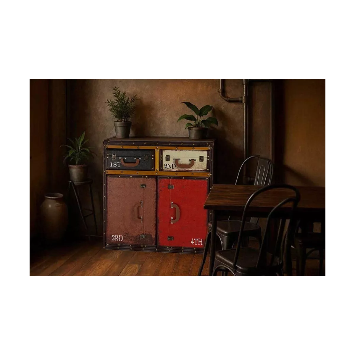 Meuble Valise 2 Portes 2 Tiroirs