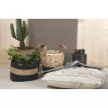 Corbeille en jacinthe et coton noir 23x13