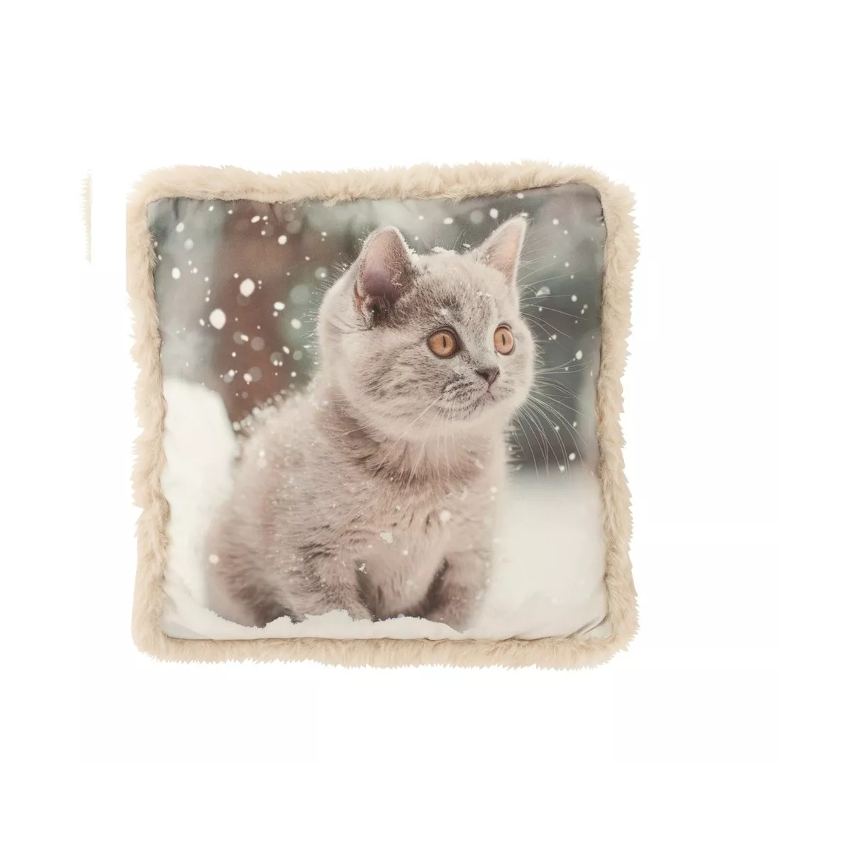 Coussin Chat Neige 40x40
