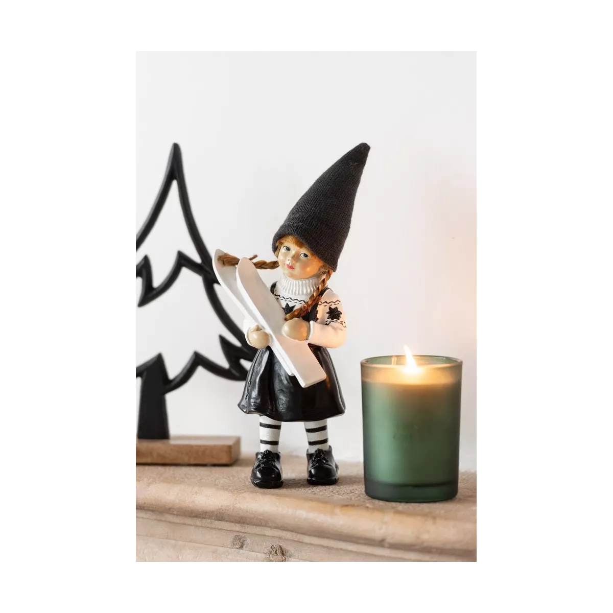Ensemble de 2 Figurines Skieur et Skieuse Noir