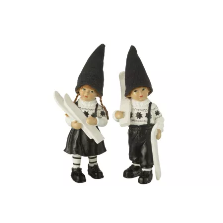 Ensemble de 2 Figurines Skieur et Skieuse Noir