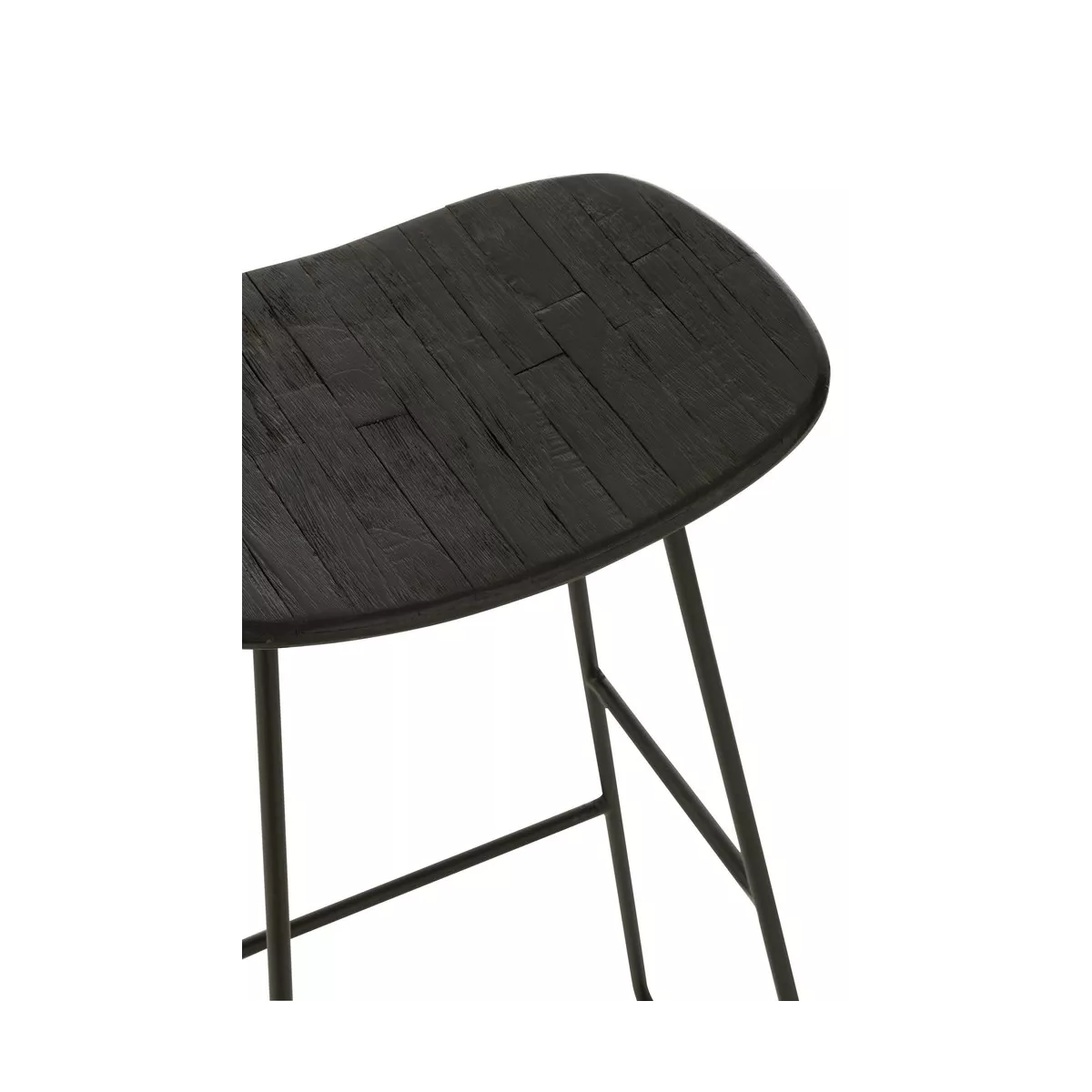 Tabouret de bar Teck  Recyclé Noir et Métal