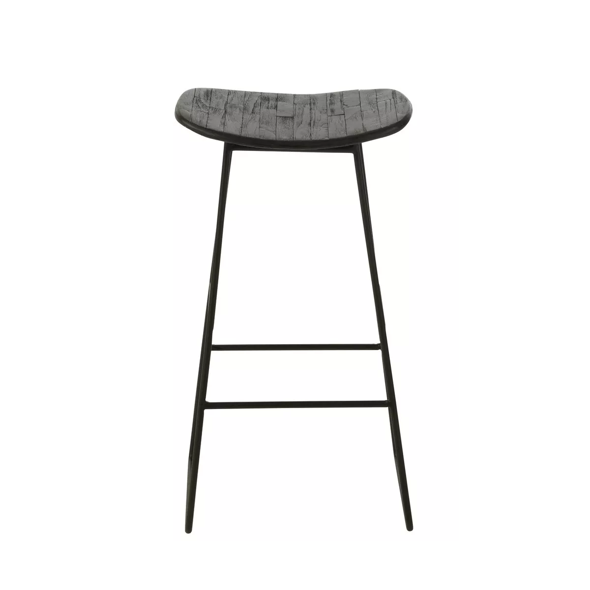 Tabouret de bar Teck  Recyclé Noir et Métal