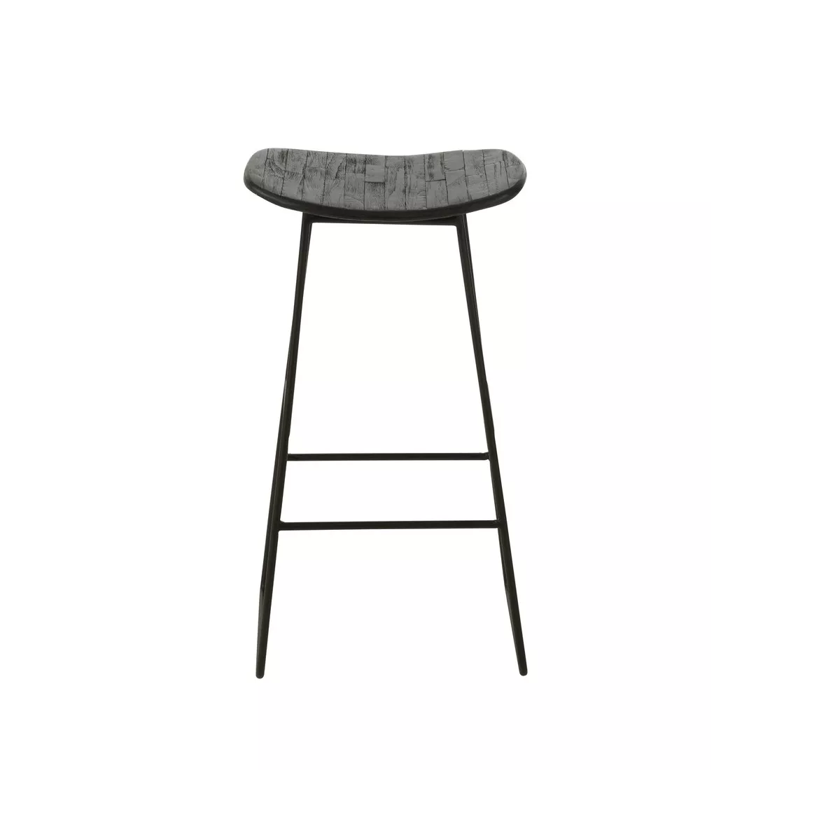 Tabouret de bar Teck  Recyclé Noir et Métal