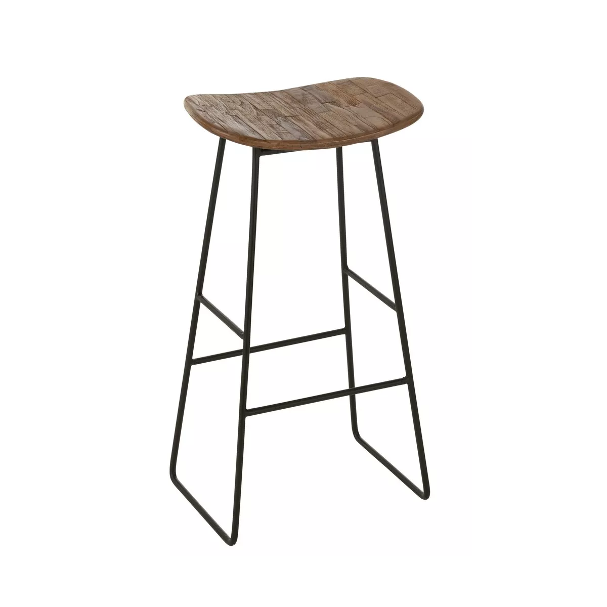Tabouret de bar Teck  Recyclé Naturel et Métal