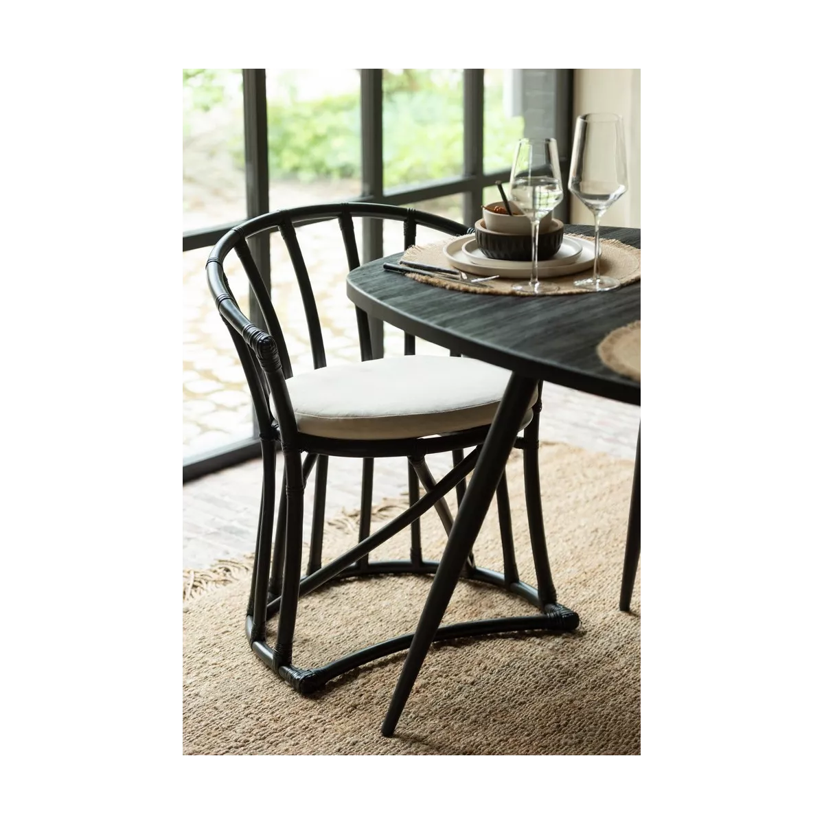 Chaise Heidi Rotin Noir