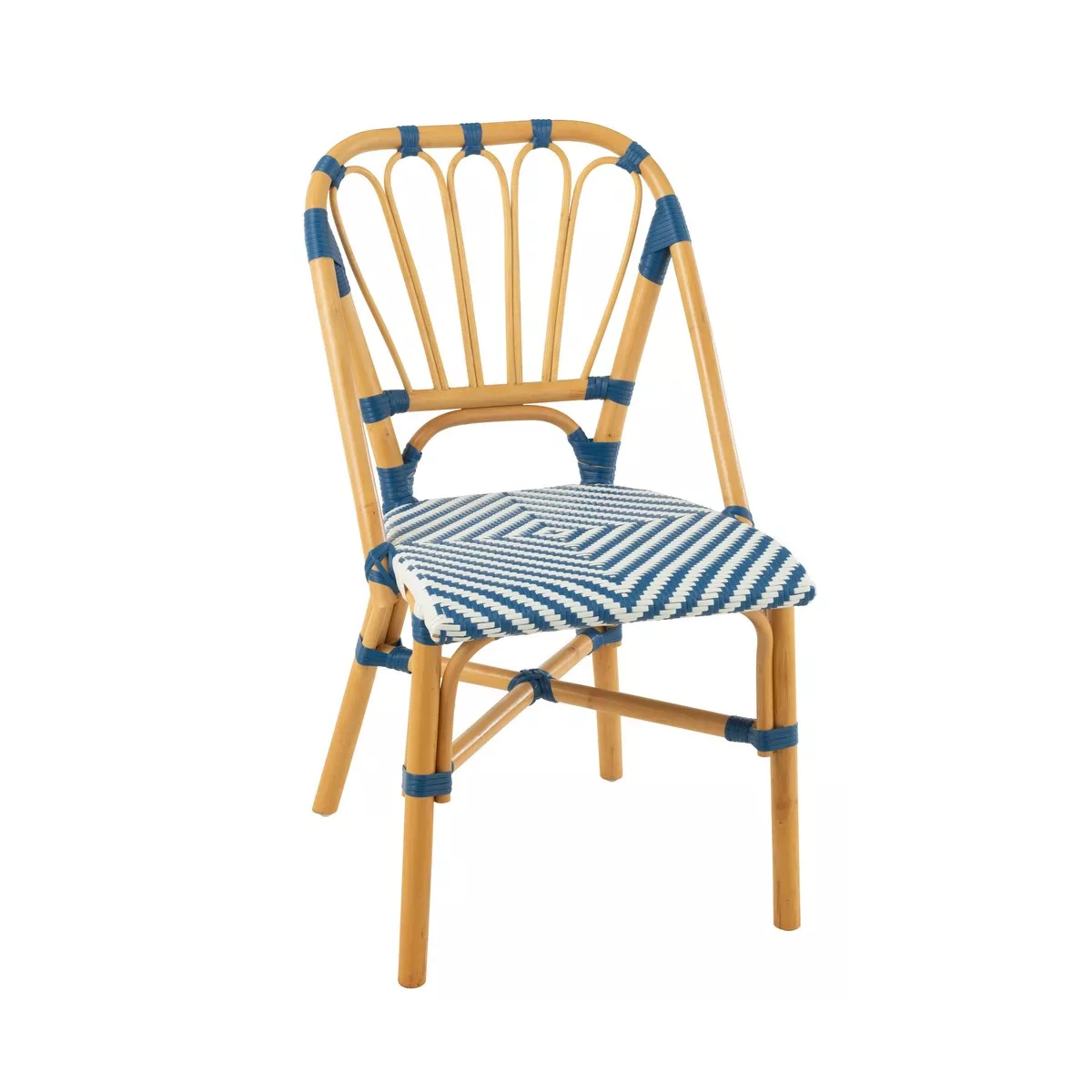 Chaise Bistrot Jili Rotin Bleu et Blanc