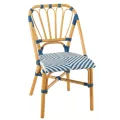 Chaise Bistrot Jili Rotin Bleu et Blanc