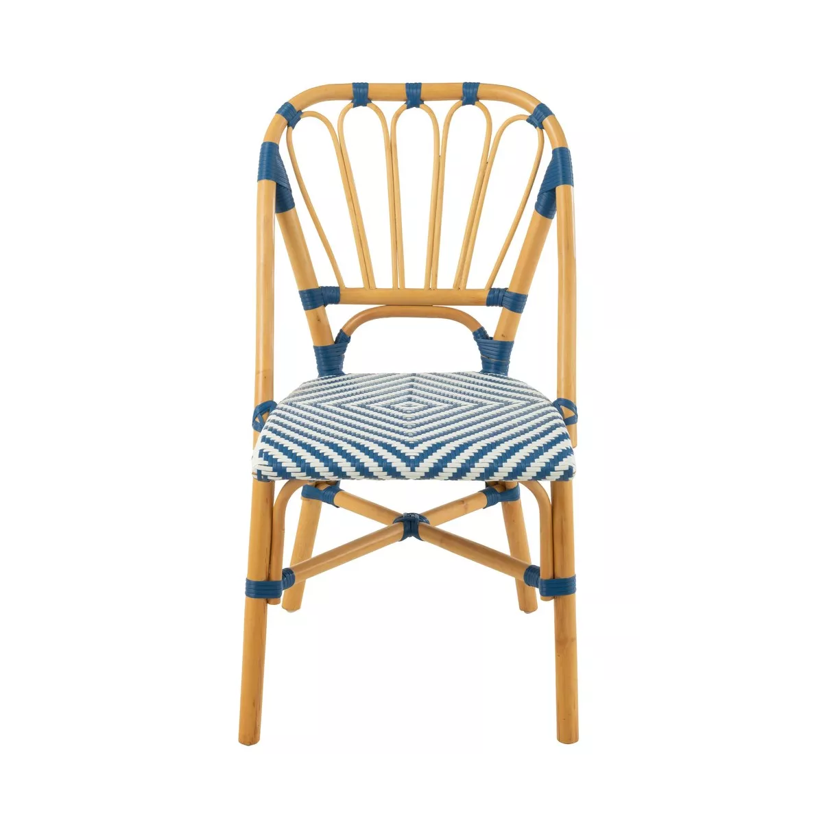 Chaise Bistrot Jili Rotin Bleu et Blanc