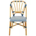 Chaise Bistrot Jili Rotin Bleu et Blanc