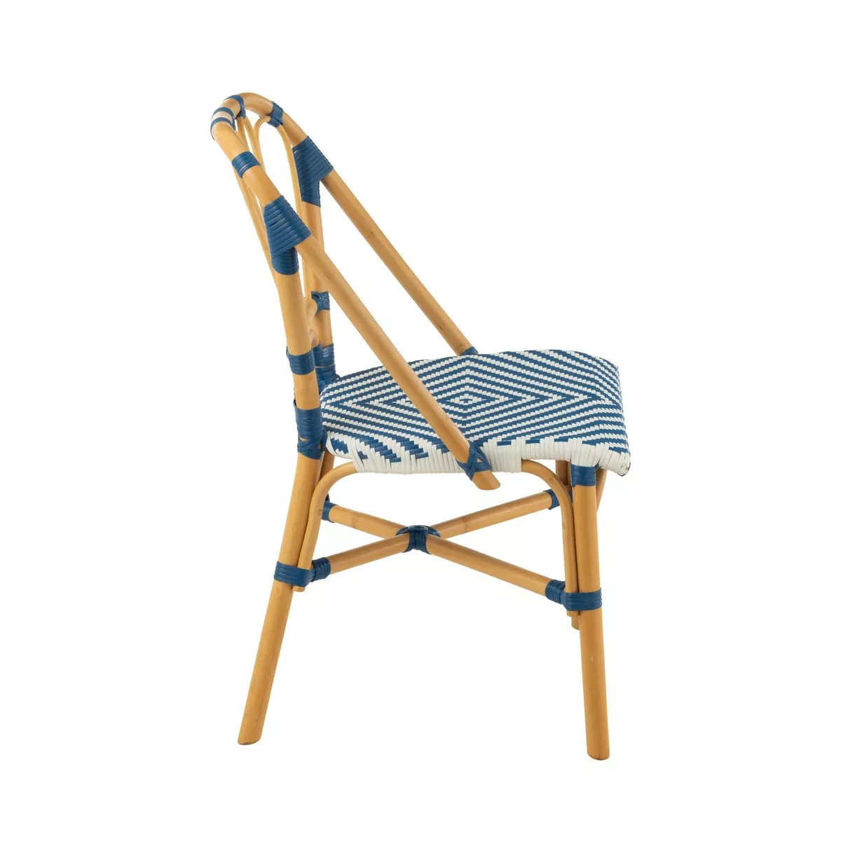 Chaise Bistrot Jili Rotin Bleu et Blanc