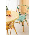 Chaise Bistrot Jili Rotin Bleu et Blanc