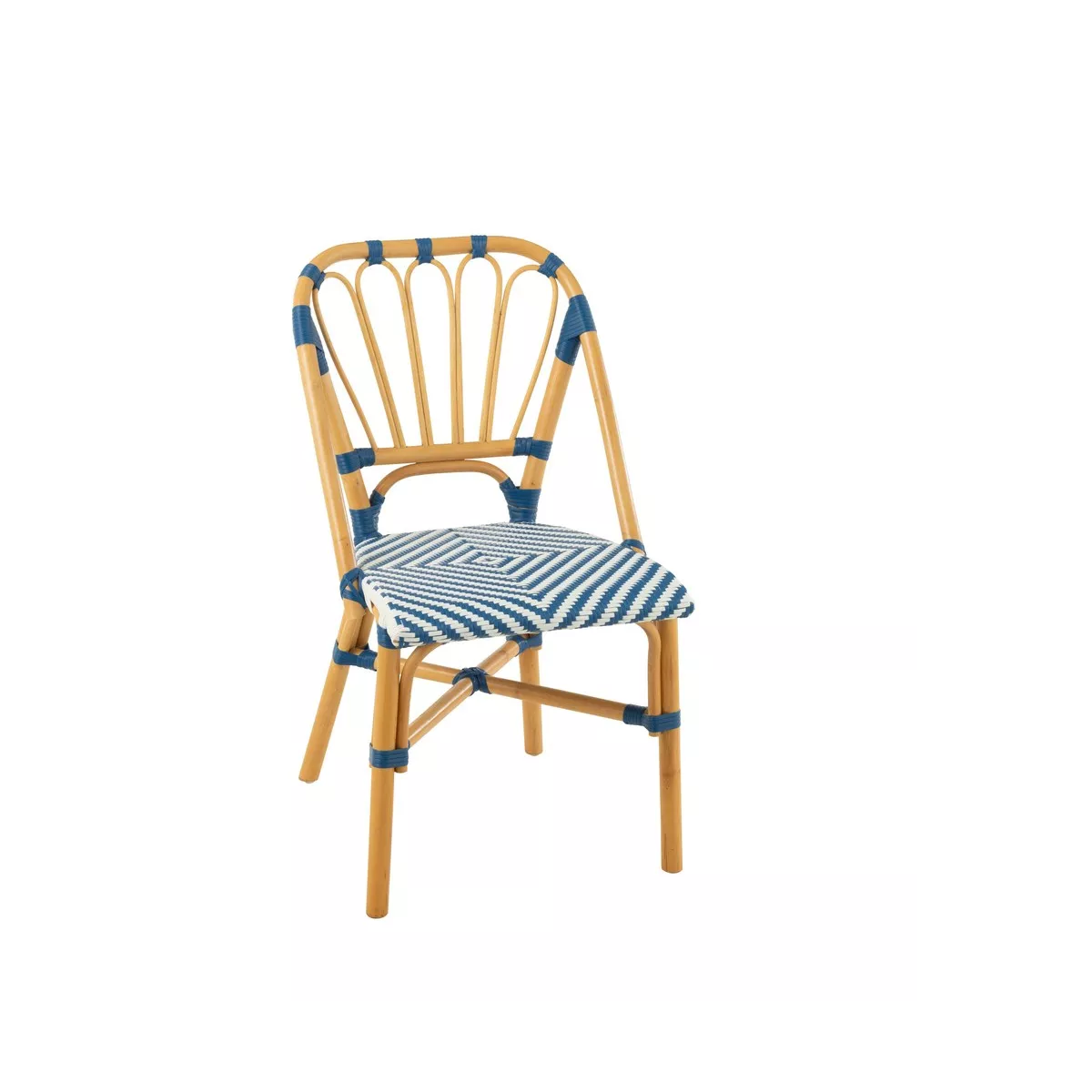 Chaise Bistrot Jili Rotin Bleu et Blanc