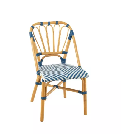 Chaise Bistrot Jili Rotin Bleu et Blanc