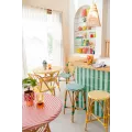 Table Bistrot Rotin Jili Bleu et Blanc 90cm