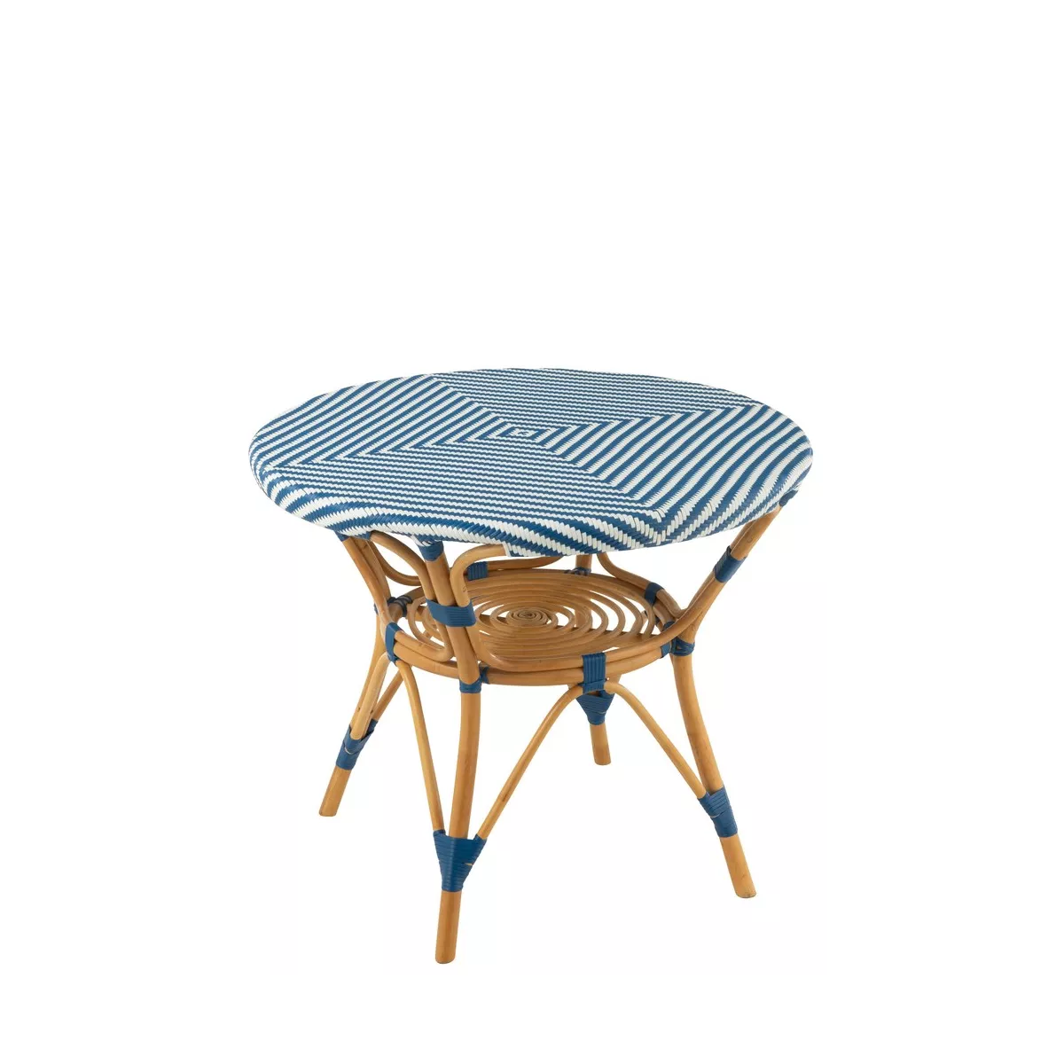 Table Bistrot Rotin Jili Bleu et Blanc 90cm