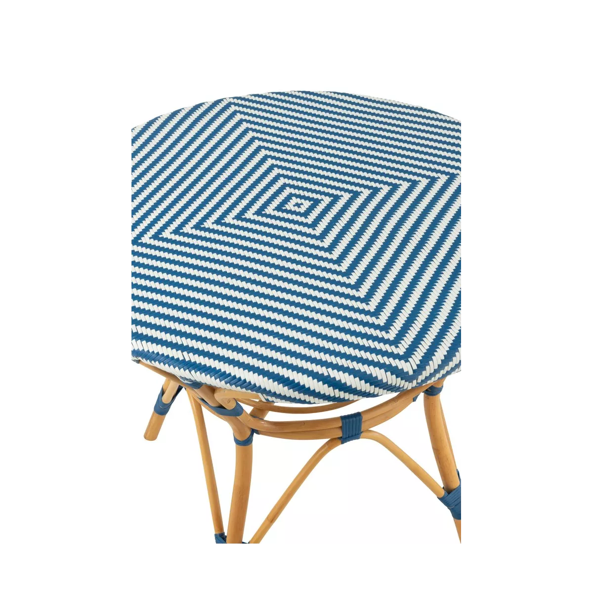 Table Bistrot Rotin Jili Bleu et Blanc 90cm