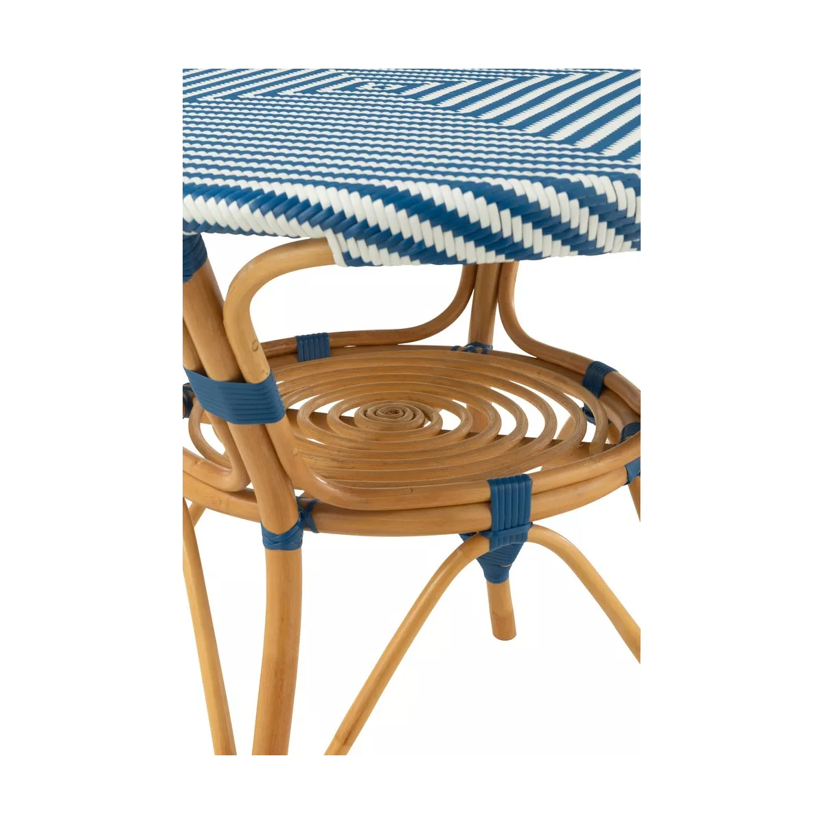 Table Bistrot Rotin Jili Bleu et Blanc 90cm