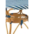 Table Bistrot Rotin Jili Bleu et Blanc 90cm