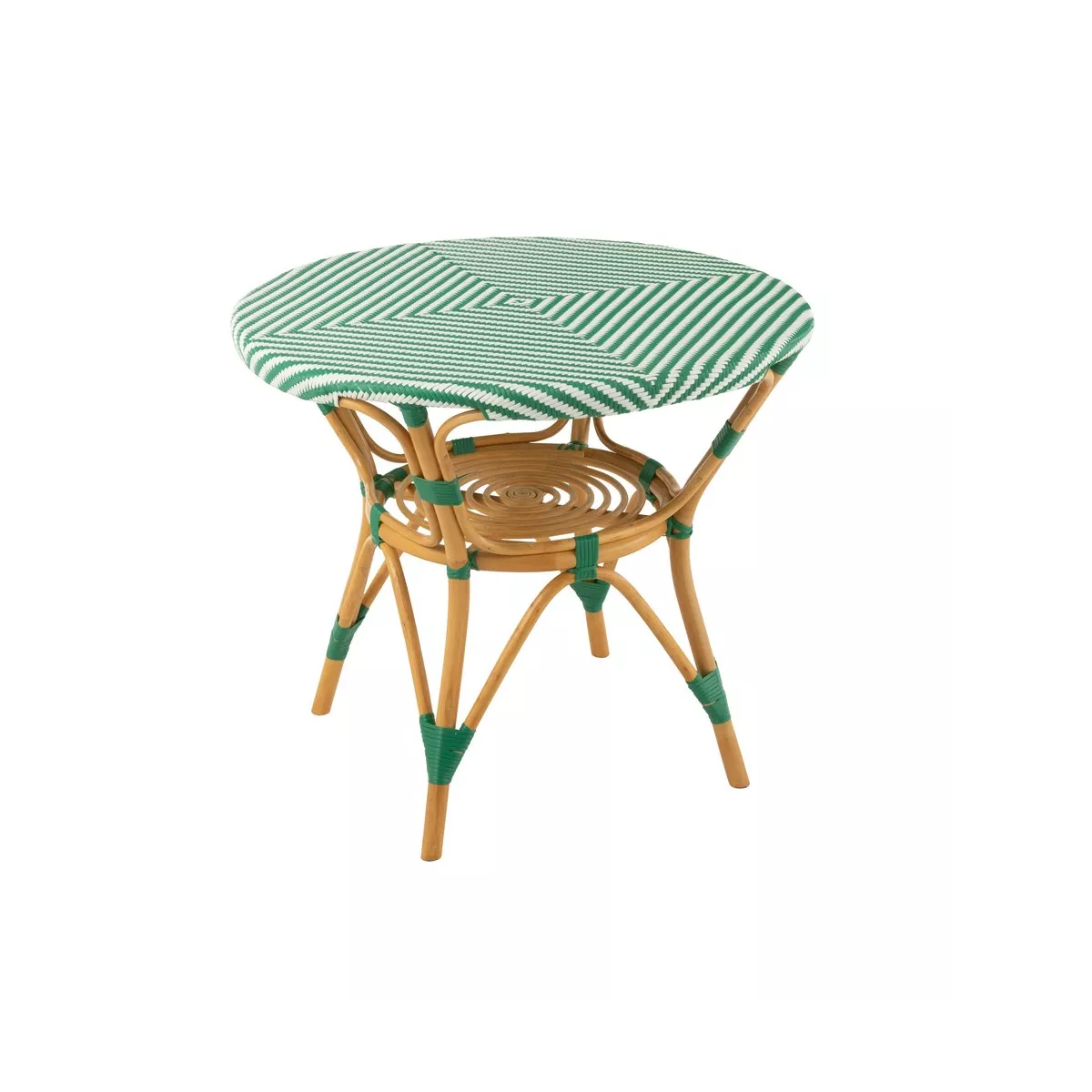 Table Bistrot Rotin Jili Vert et Blanc 90cm