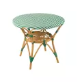 Table Bistrot Rotin Jili Vert et Blanc 90cm