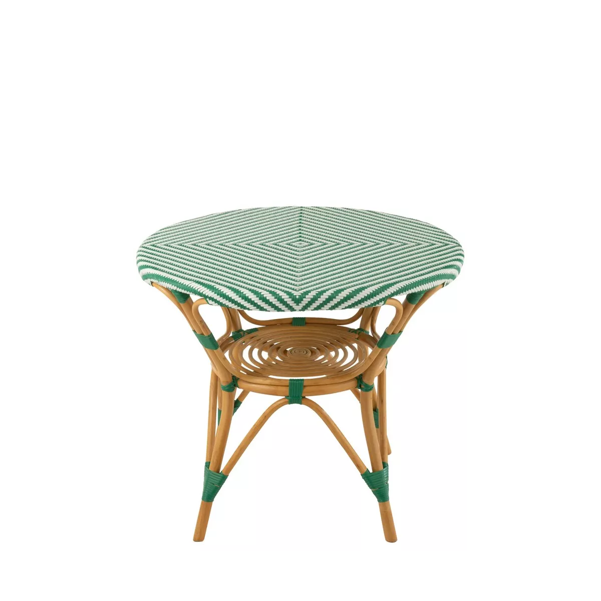 Table Bistrot Rotin Jili Vert et Blanc 90cm