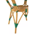 Table Bistrot Rotin Jili Vert et Blanc 90cm