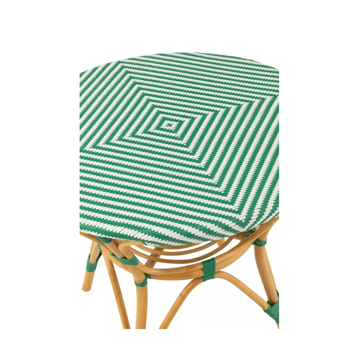 Table Bistrot Rotin Jili Vert et Blanc 90cm