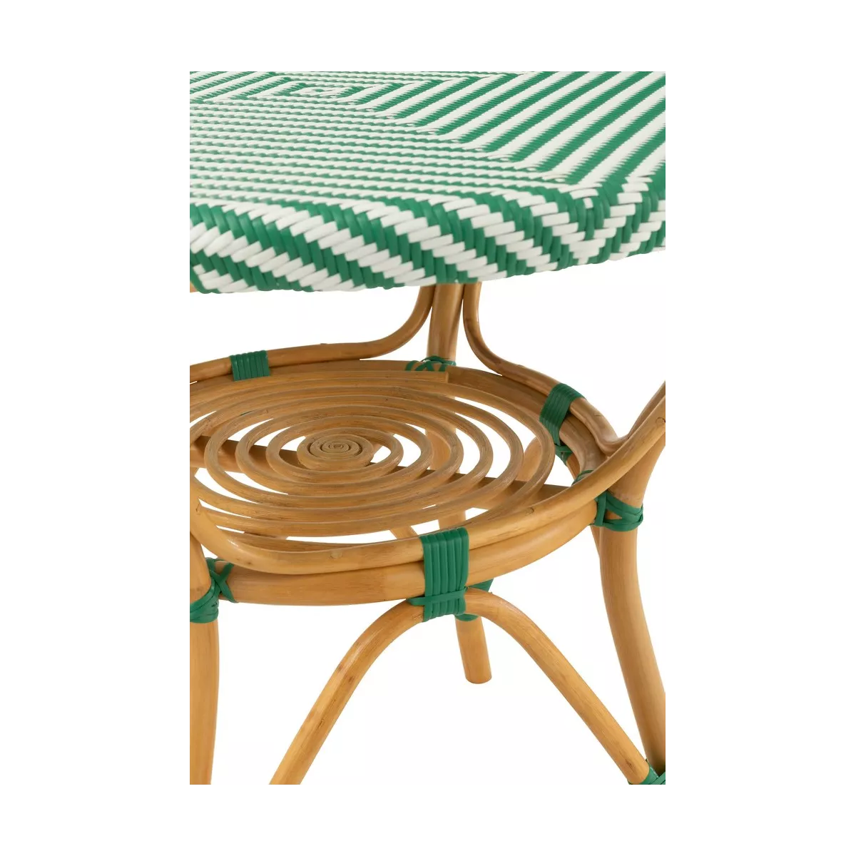 Table Bistrot Rotin Jili Vert et Blanc 90cm