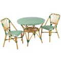 Table Bistrot Rotin Jili Vert et Blanc 90cm