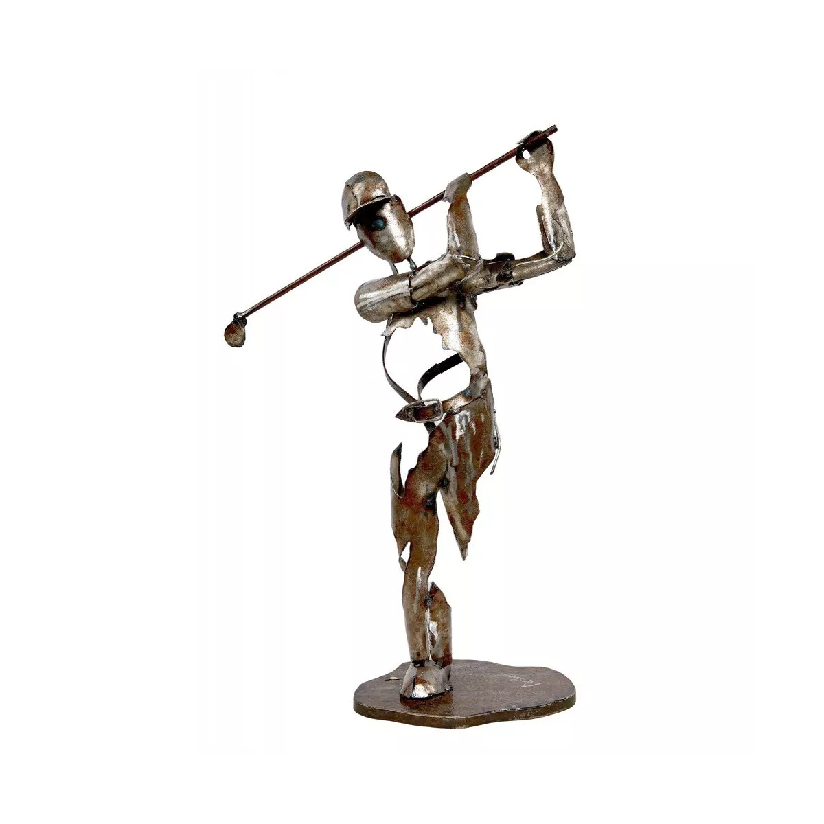 Sculpture Métal Golfeur Gris