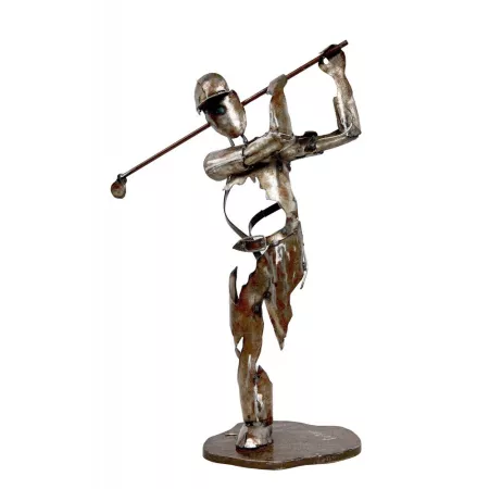 Sculpture Métal Golfeur Gris