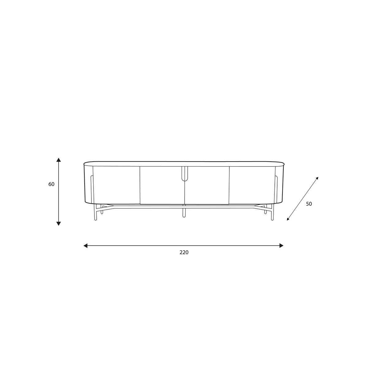 Meuble TV Amandine Noyer 220cm