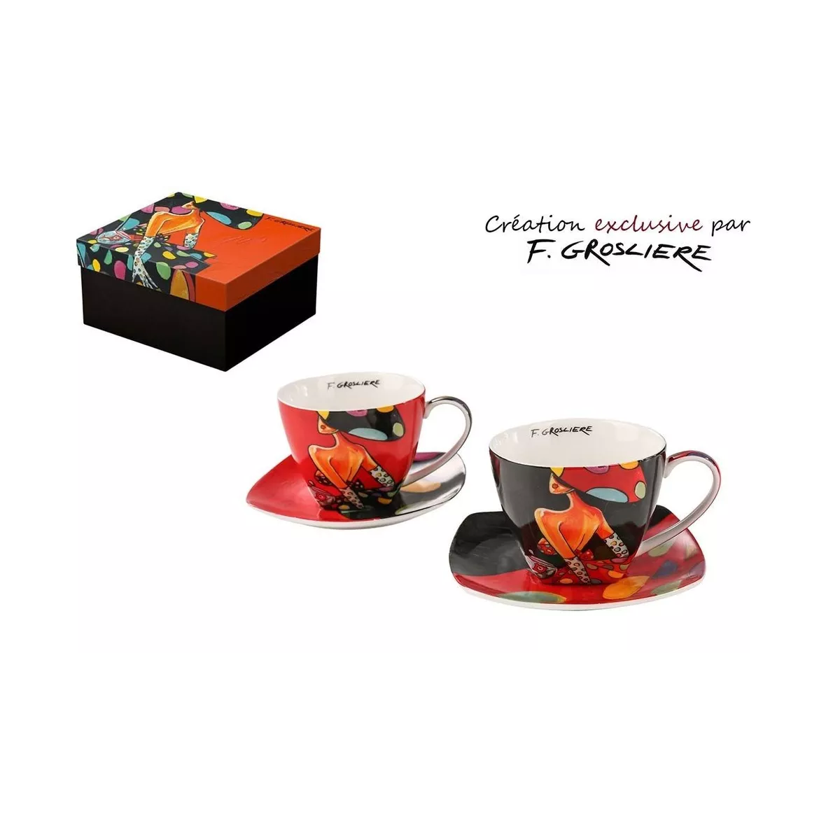 Coffret 2 Dejeuners 250ml Femme Pois