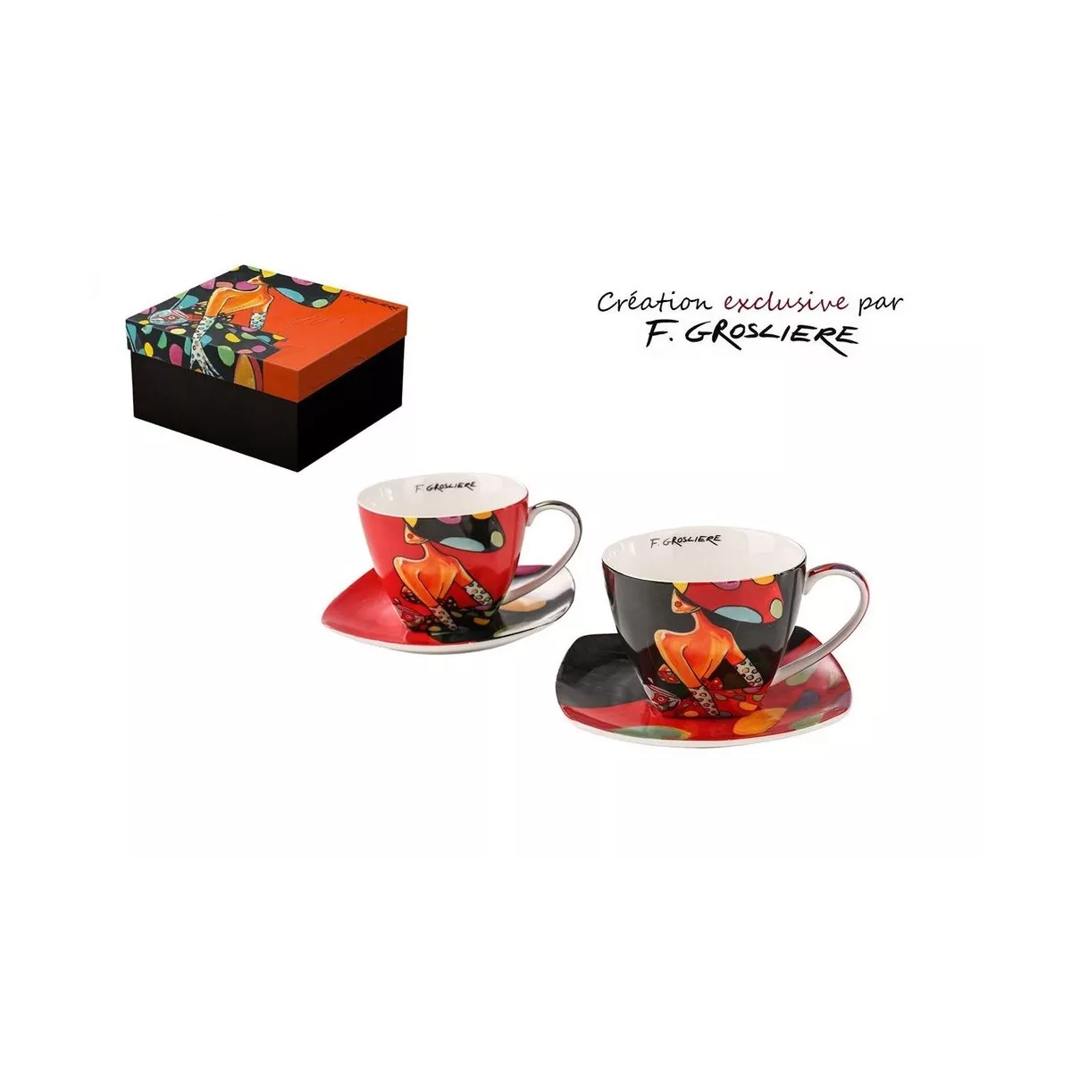 Coffret 2 Dejeuners 250ml Femme Pois