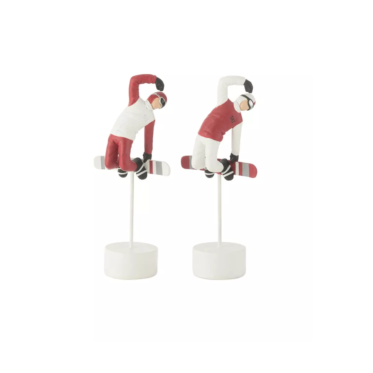 Ensemble de 2 Figurines Ski Snowbord rouge