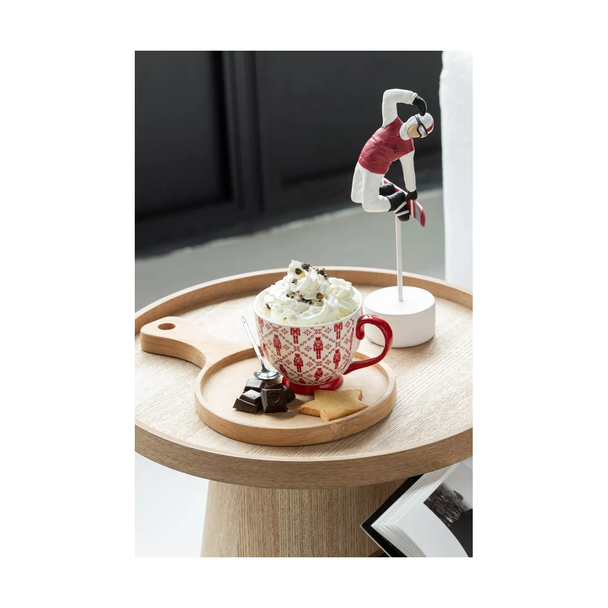 Ensemble de 2 Figurines Ski Snowbord rouge