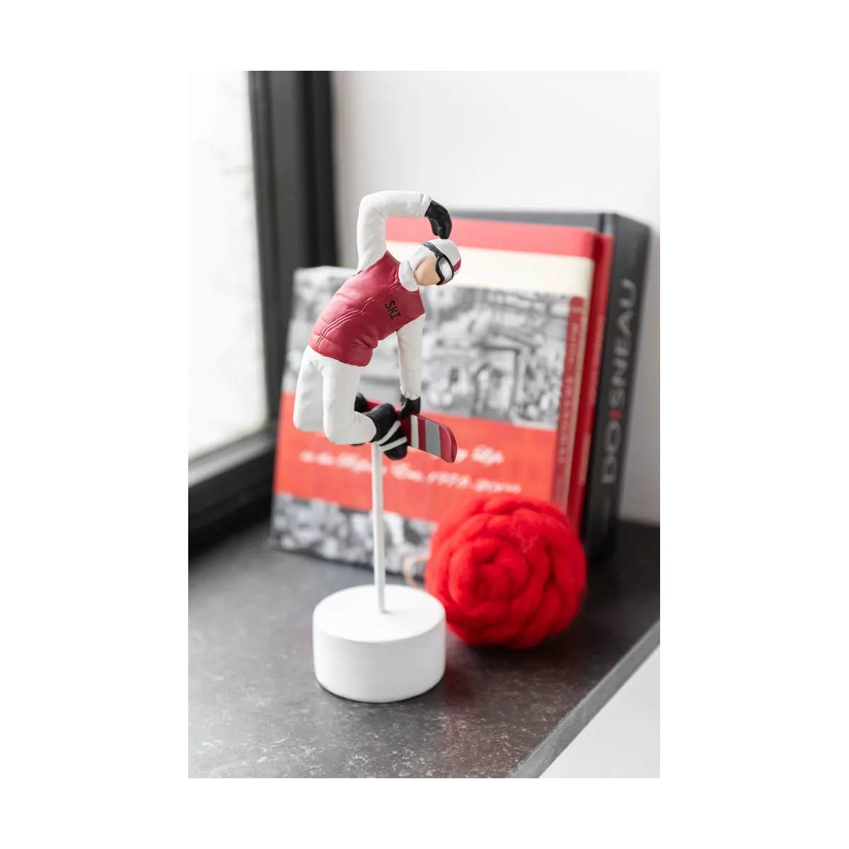 Ensemble de 2 Figurines Ski Snowbord rouge