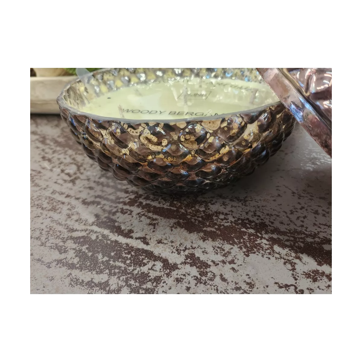 Bougie Parfumée Boule Marron Cuivré H.19 cm
