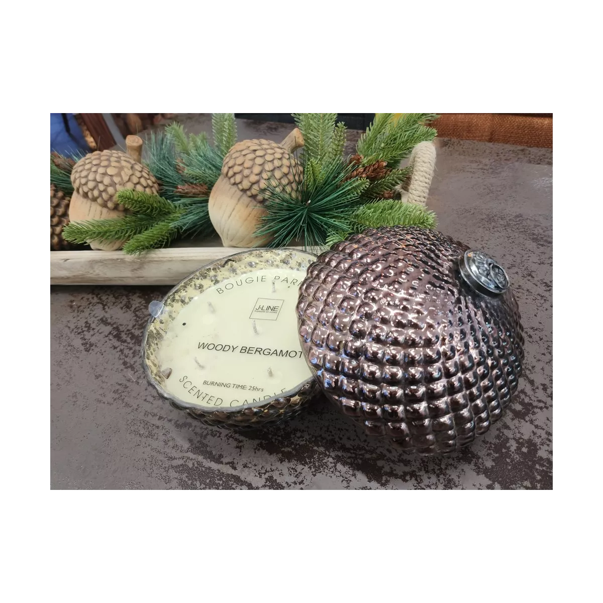 Bougie Parfumée Boule Marron Cuivré H.19 cm