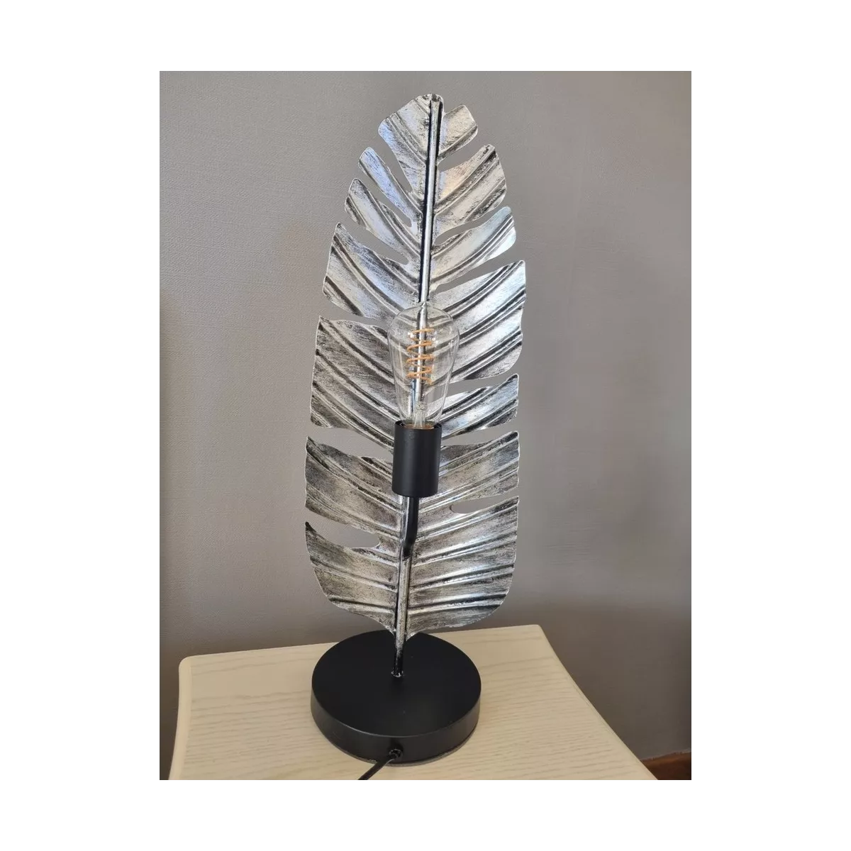 Lampe Feuille Argent h.61cm