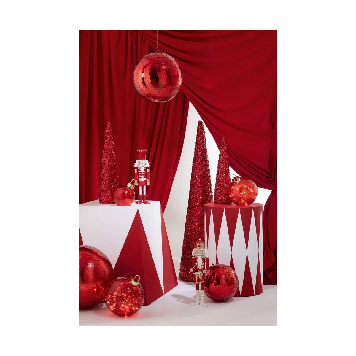 Lampe Led Boule Noël Rouge 20x20