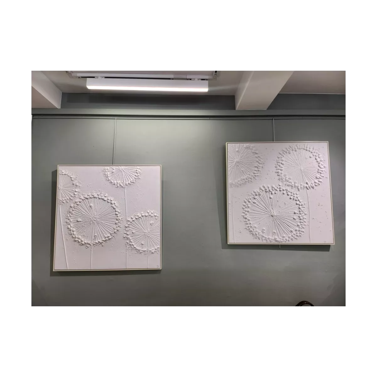 Tableau Blanc 4 Fleurs de Pissenlit 100x100