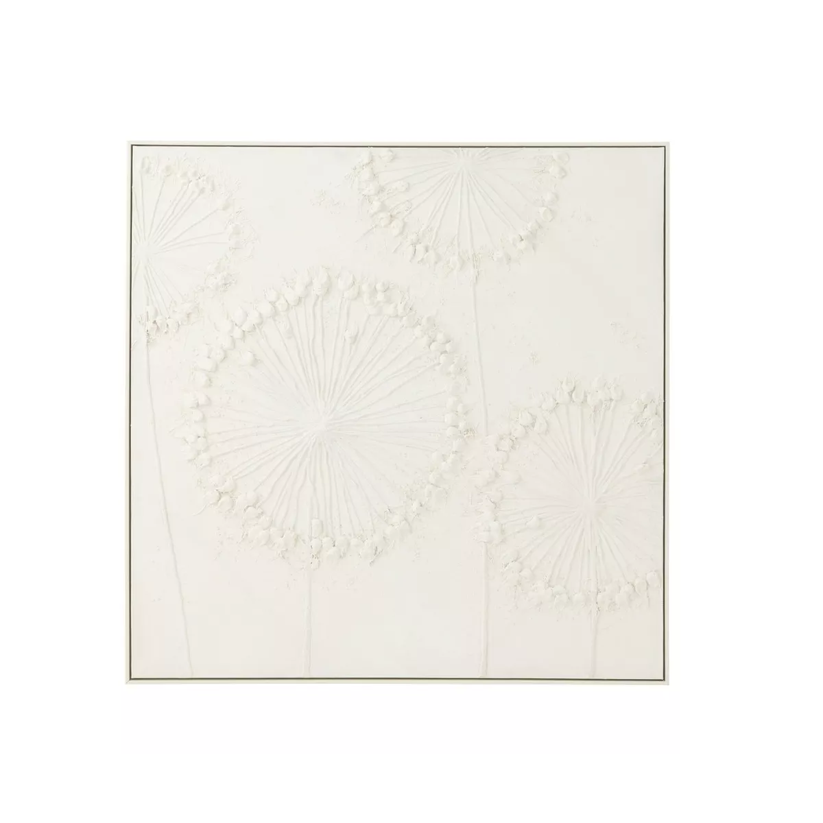 Tableau Blanc 4 Fleurs de Pissenlit 100x100