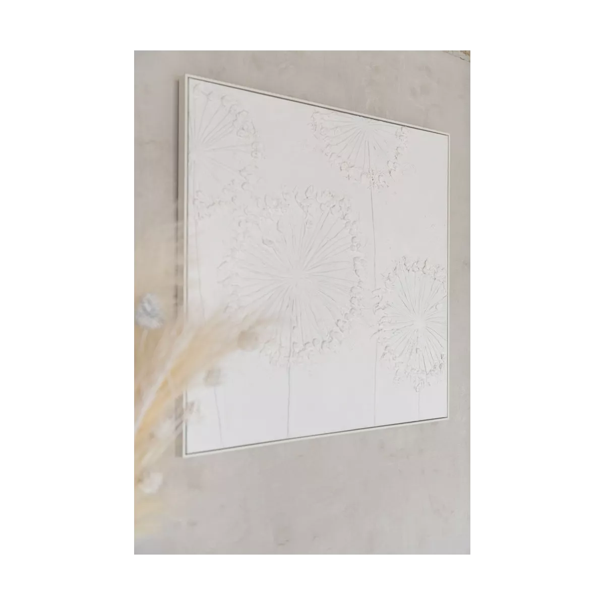 Tableau Blanc 4 Fleurs de Pissenlit 100x100