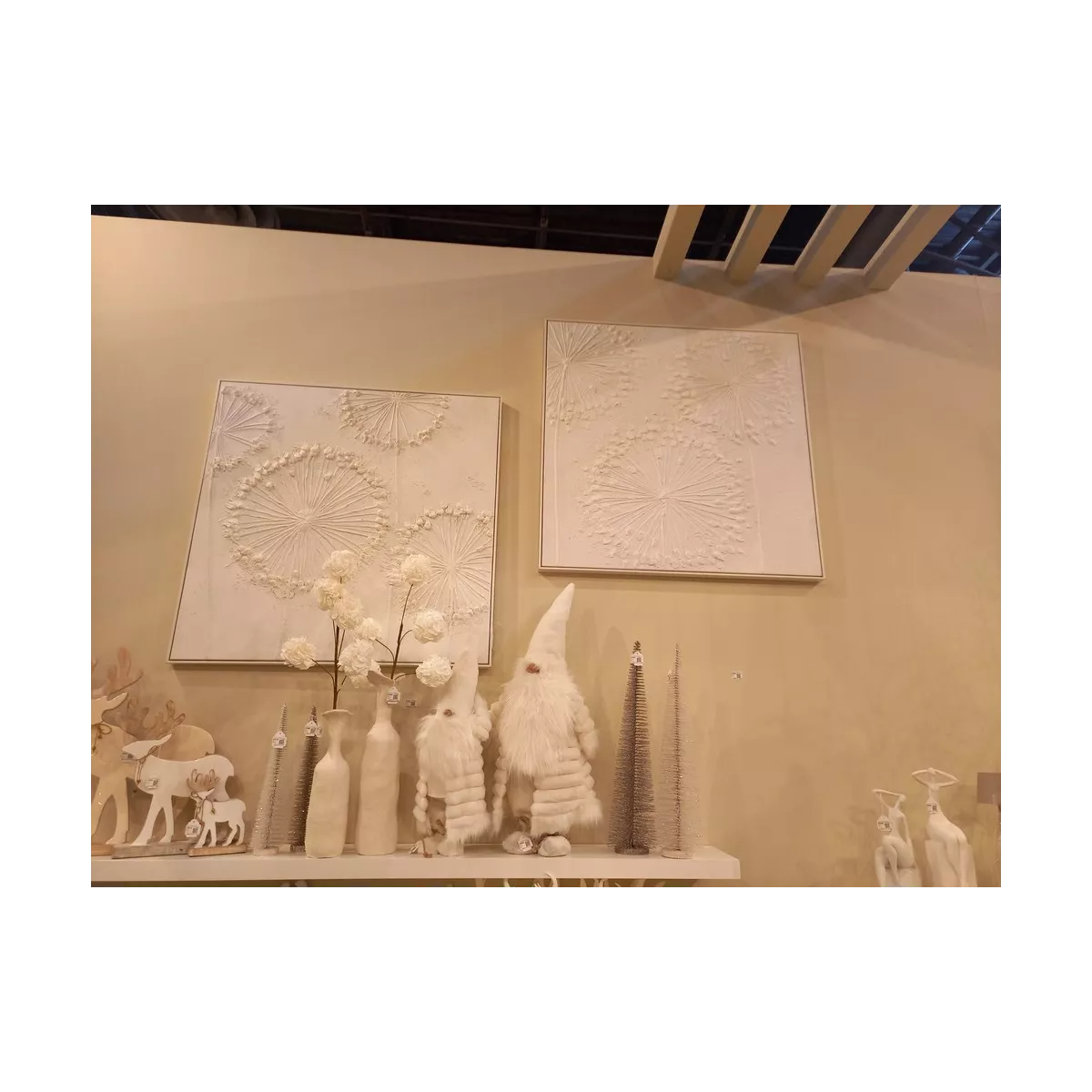 Tableau Blanc 4 Fleurs de Pissenlit 100x100
