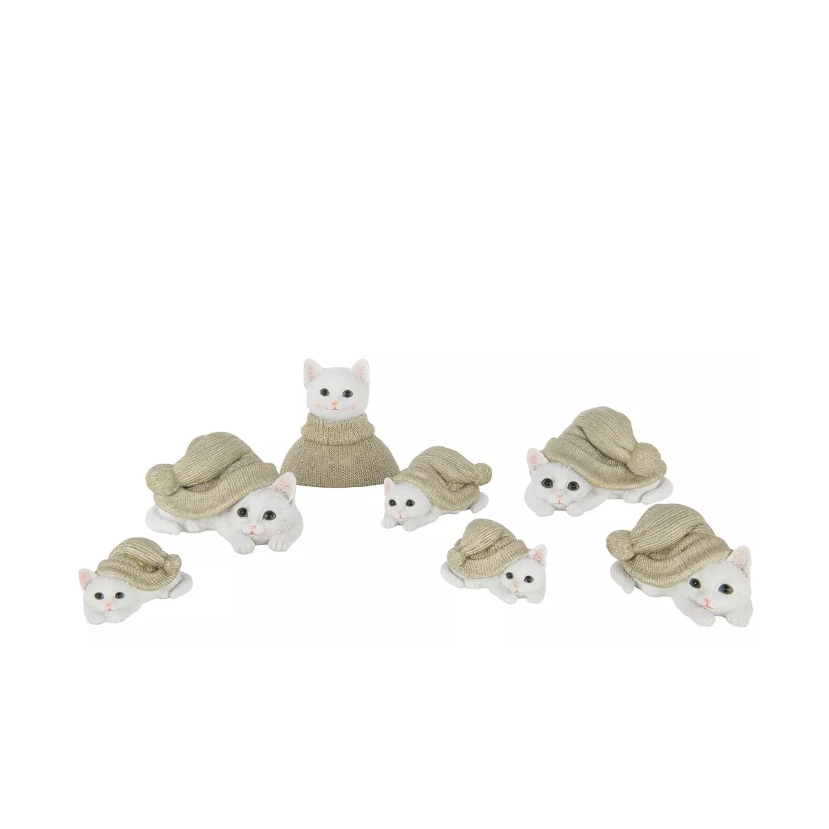 Sculpture chat avec bonnet H.9cm