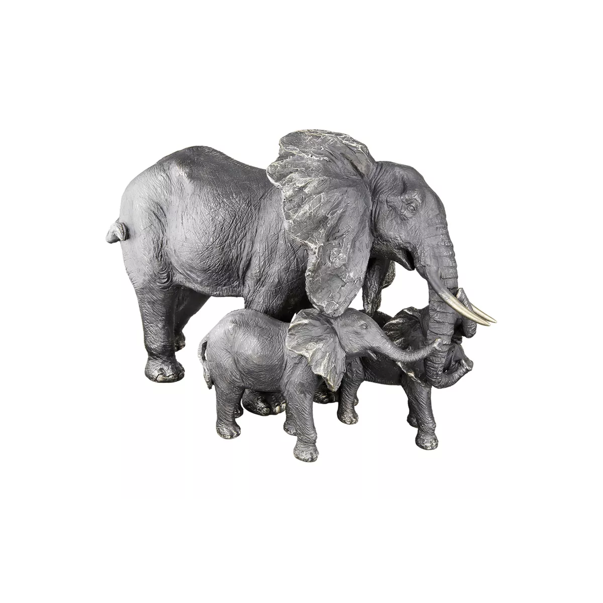 Famille 3 Eléphants Noir-Argent-Doré