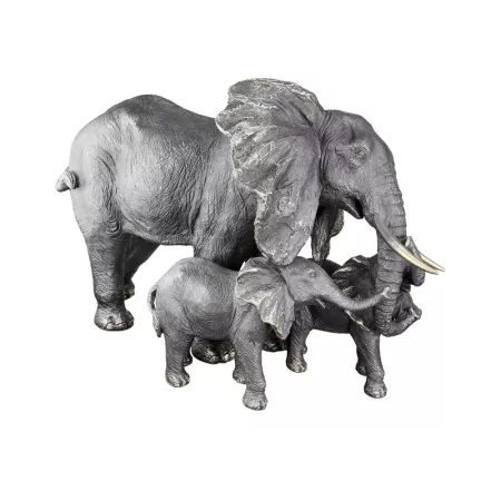 Famille 3 Eléphants Noir-Argent-Doré